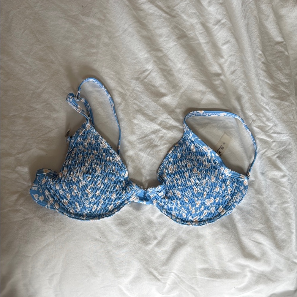 Blue Floral Bikini Top